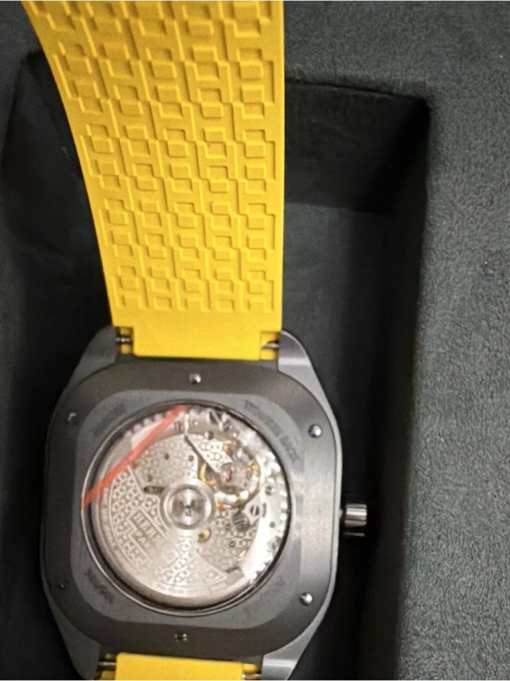 Hermès H08 Automatic 39mm Titanium Black Dial Yellow Rubber Strap Box Papers
